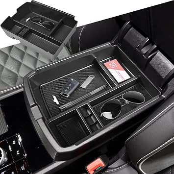 Center Console Organizer Tray Compatible with Atlas Accessories 2018 2019 2020 2021 2022 2023 Cross Sport Armrest Glove Box Secondary Storage Divider ABS Materials - Black Trim