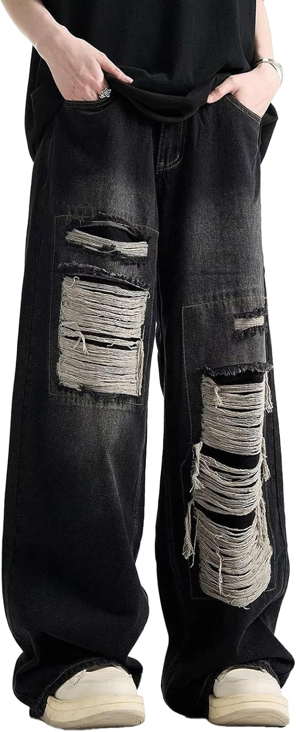 LOTUSTAR Baggy Jeans Men Ripped Distressed Y2K Cargo Pants India
