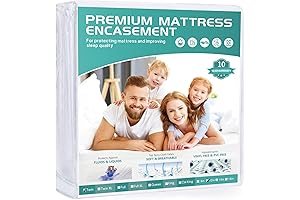 Twin Waterproof Mattress Protector Fits 9-12" Deep, Zippered Mattress Encasement Cover with...