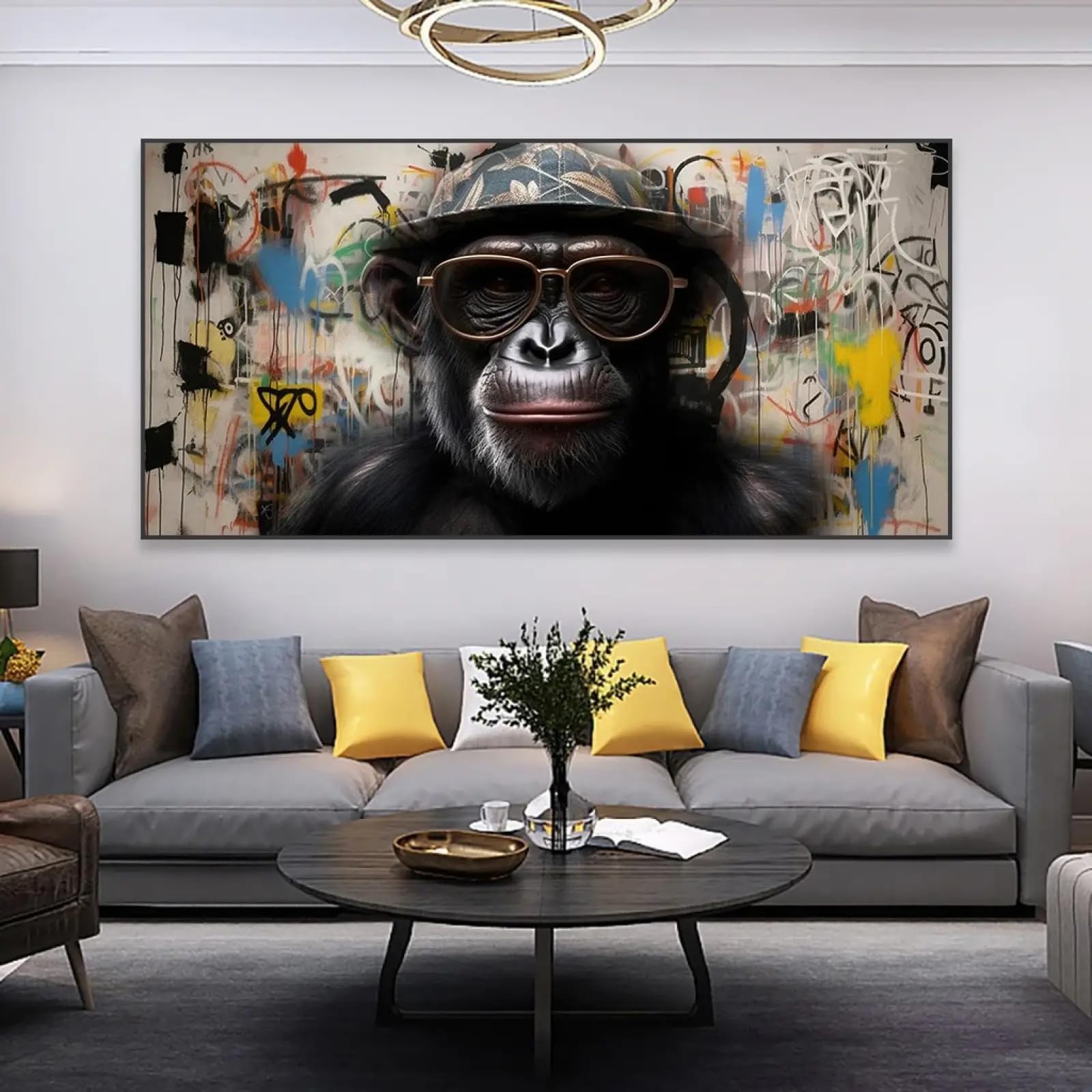 Affiche noire abstraite singe graffiti couleur décoration murale 60x120cm - 8