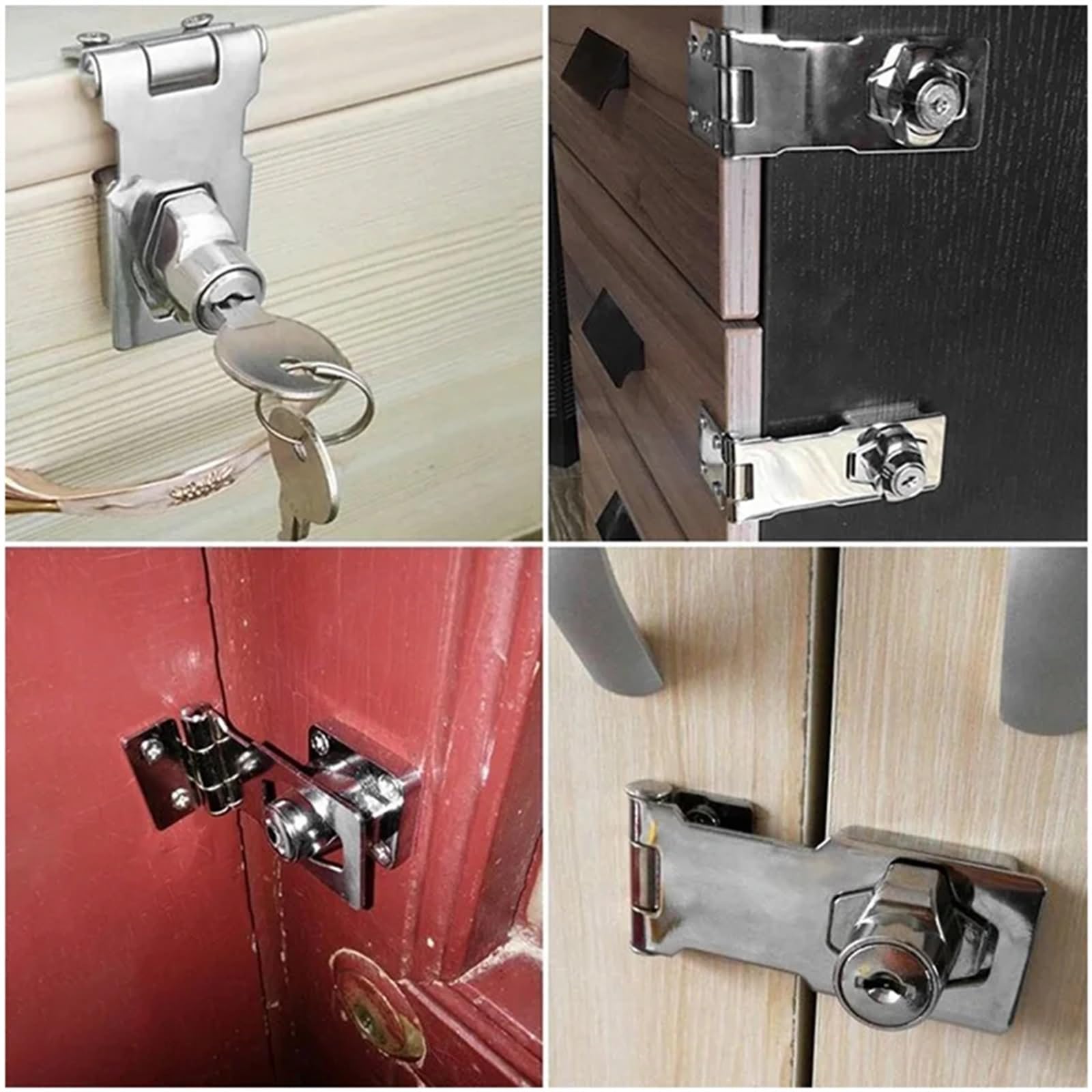 4 cerraduras con llave de 2,5 pulgadas perilla giratoria y cerradura, pestillos seguridad metal diferentes llaves Para Puertas