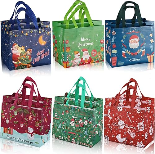 Miniatura 1 de 12 bolsas de Navidad grandes de regalo de Navidad con asas, bolsas multifuncionales no tejidas de Navidad para fiestas de eventos de Navidad, 6