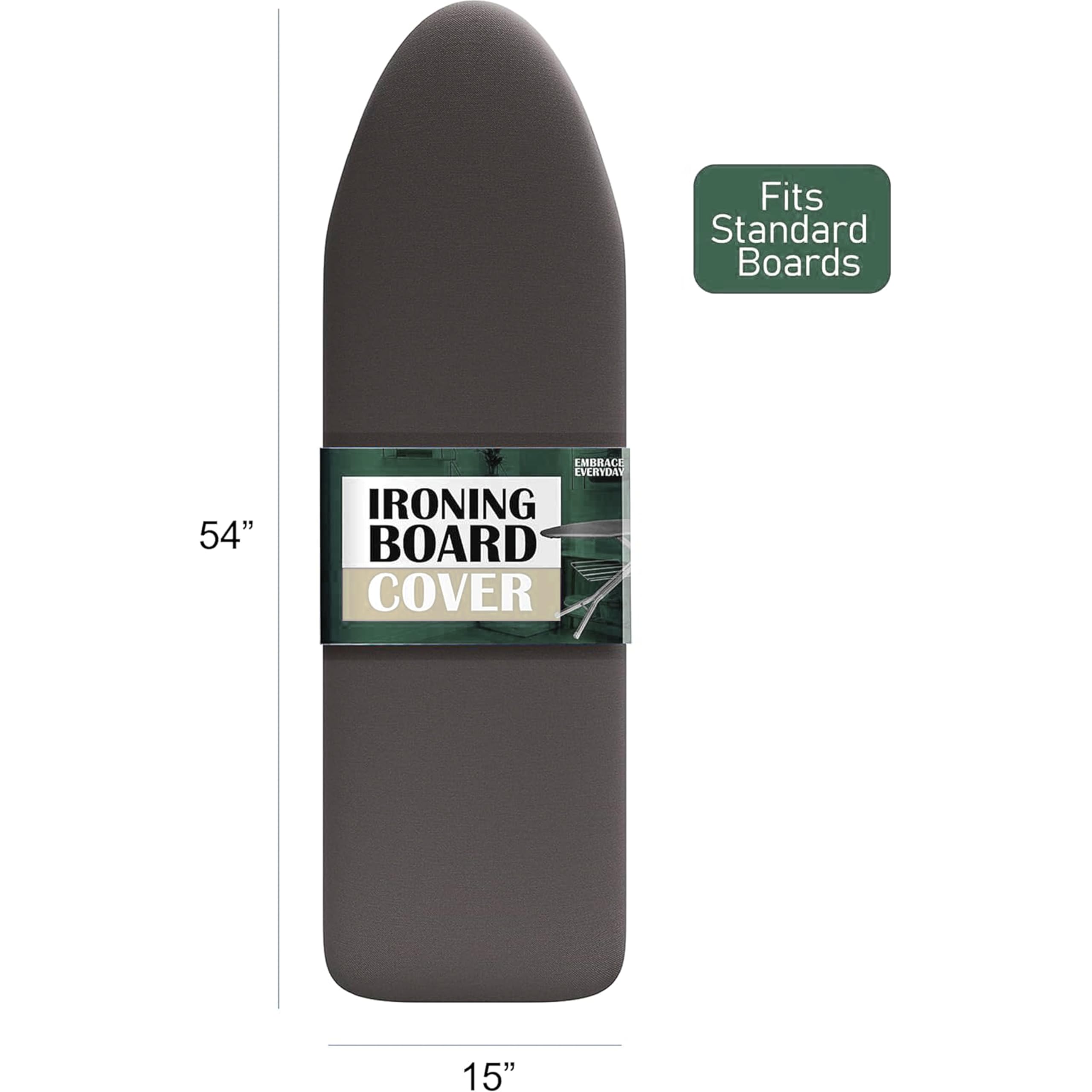 Hearth & Harbor Ironing Board Cover and Pad 15x54 Full Size, Thick Heavy Duty Scorch Resistant Padding Elastic Edge Hook & Loop Fastener, Iron Board Cover with Padding, Grey