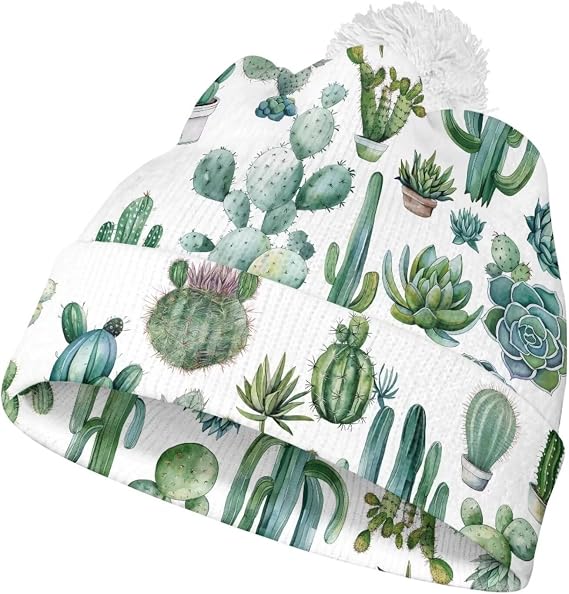 Adult Beanie Double Layer Knitted Hat for Women Men Warm Skull Caps with Ball