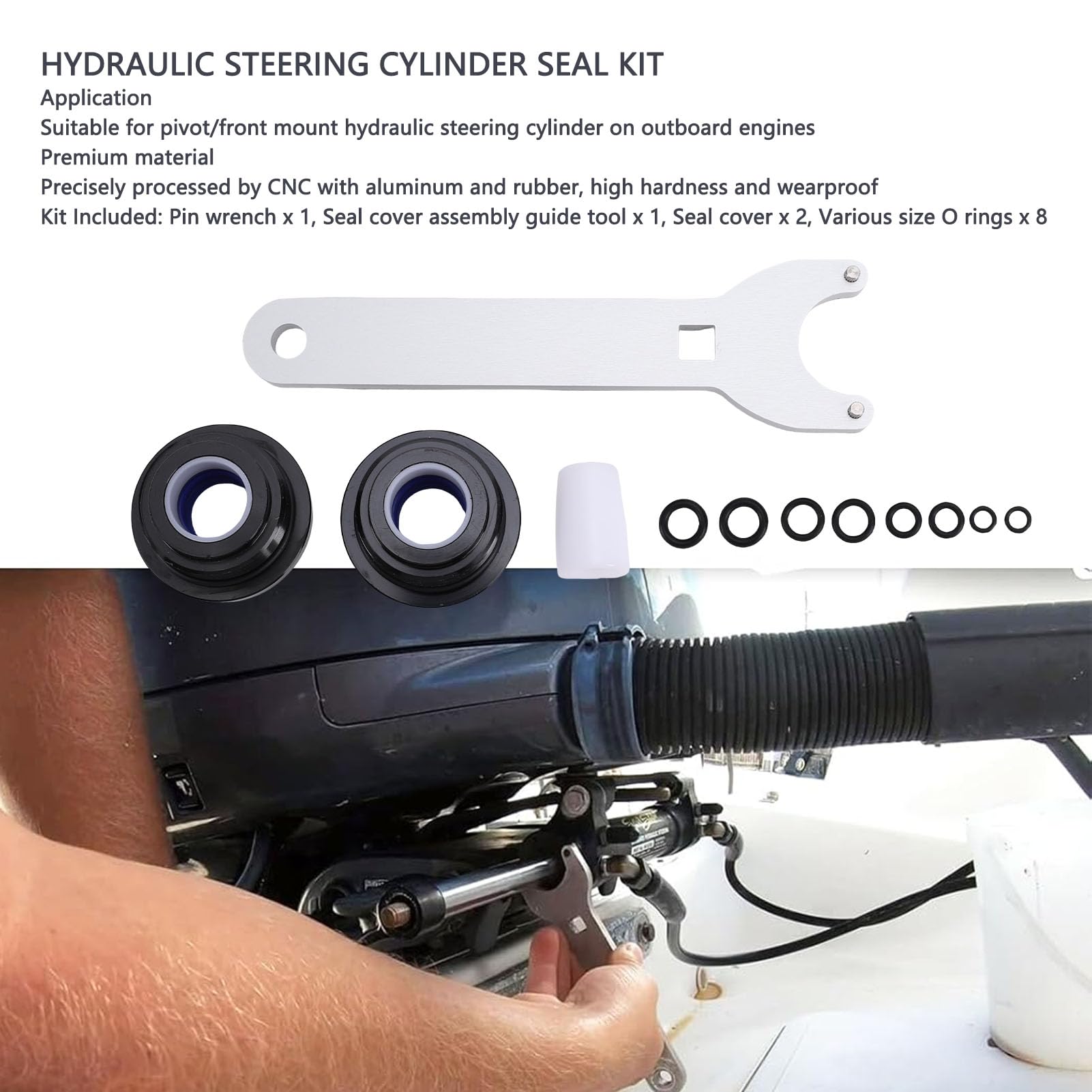 VBESTLIFE Kit di Guarnizioni per Kit di Guarnizioni per Cilindro dello Sterzo Idraulico sea star con Chiave a Perno, Sostituzione per HS5157 HC5340 HC5341 HC5342, Materiale in Gomma