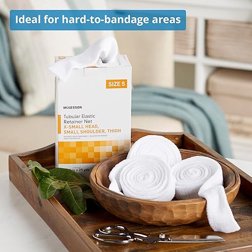 Vista 64 de McKesson Red de retención elástica tubular, no estéril, mano, brazo, pierna, pie, tamaño 2, 7 1/2 pulgadas x 25 yardas, 1 unidad, 1 paquete