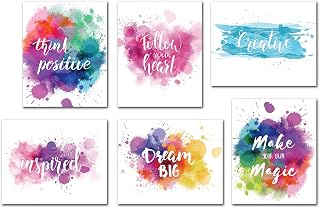 Inspirational Wall Art Quotes Poster- Home Office Giclee Print Kitchen Living Room Decoration Kids Teens Bedroom Decor Motivational Painting Artwork 6 Piece Unframed Canvas Sayings Positive Phrase