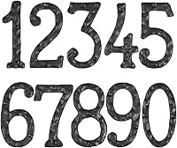 Vista 7 de Números de casa de 5.5 pulgadas, color negro, de hierro fundido, acabado rústico original, número de dirección de la casa para exteriores, aspecto