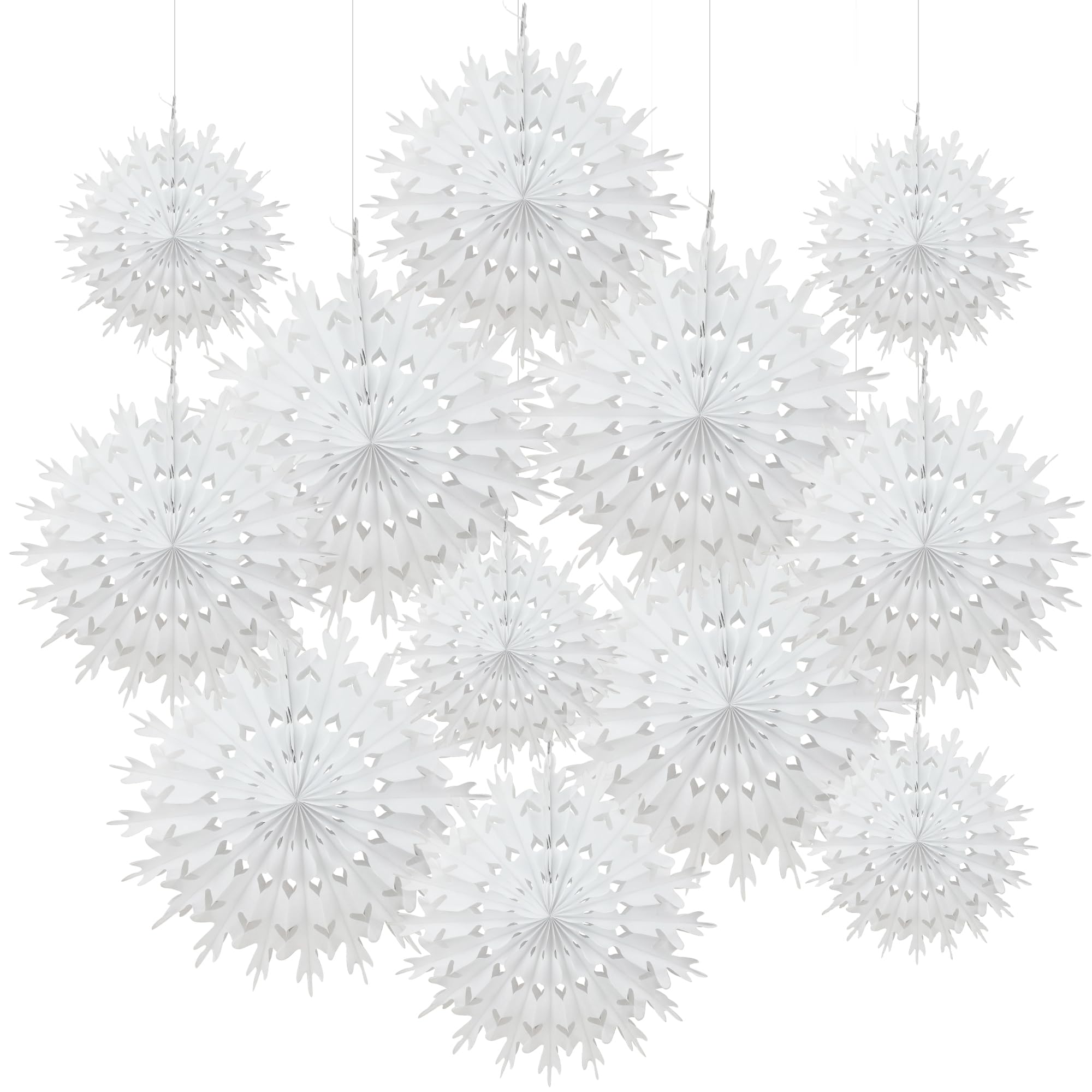 Time to Sparkle 12 Pack Mix Tissue Paper Fan Party Fan Snowflake Christmas Wedding Decoration Fan Mix-White