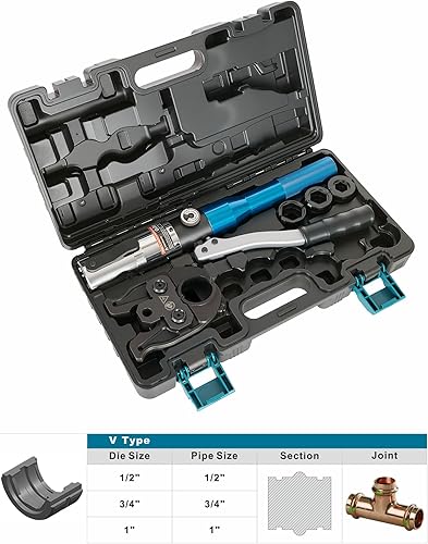 Miniatura 3 de AMZCNC Herramienta de prensado de tubos de cobre con mordaza de 12 pulgada, 34 pulgadas y 1 pulgada de mandíbula de cobre prensado alicates, traje
