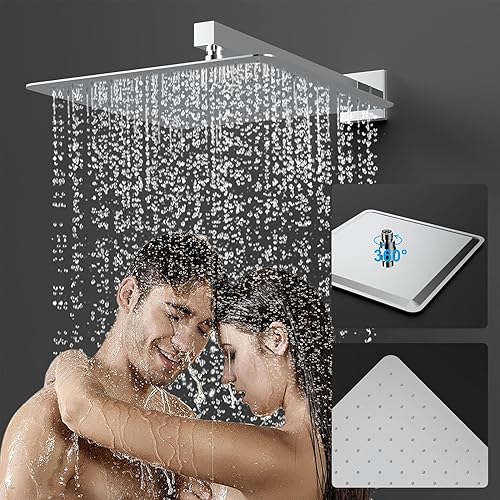 Miniatura 2 de Juego de grifo de ducha de 10 pulgadas, sistema de ducha RianRainfall con cabezal de ducha de mano de alta presión y cabezal de ducha fijo cuadrado,