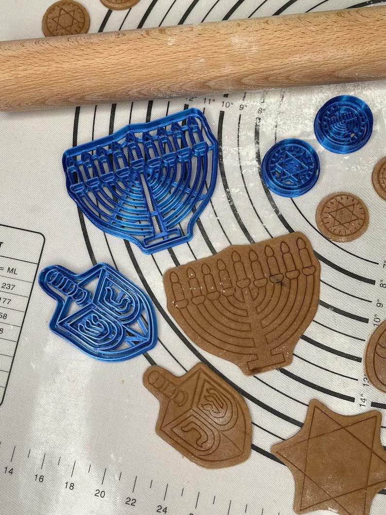 Set of 7 Hanukkah Cookie Cutters and Molds Produced by 3D Kitchen Art