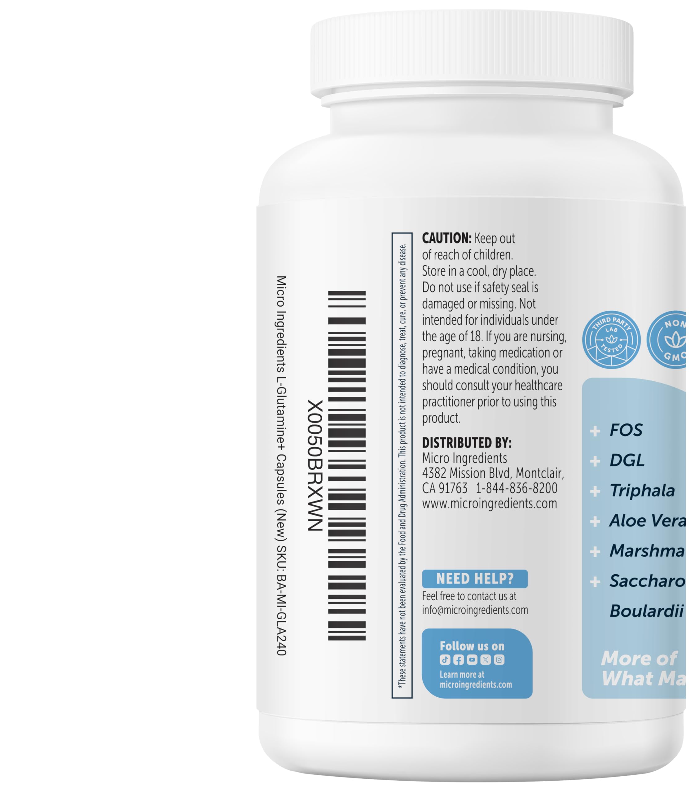 L-Glutamine+ Advanced 1000mg Per Serving, 240 Vegetarian Capsules — Amazon image 8