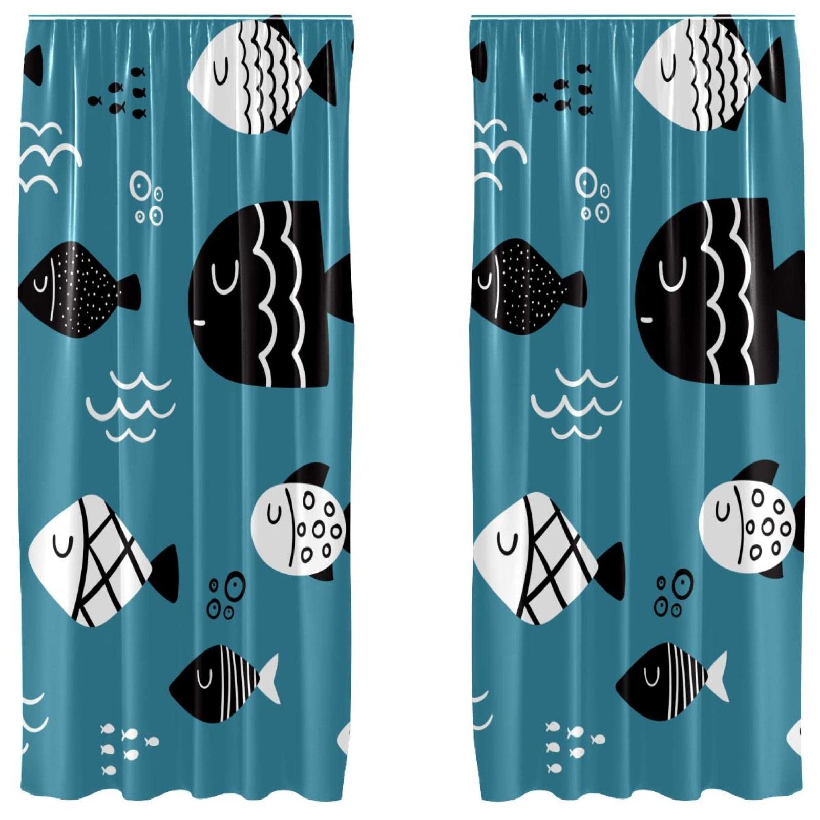 Cortinas opacas de peces catoon 55x84 cortina infantil para dormitorio