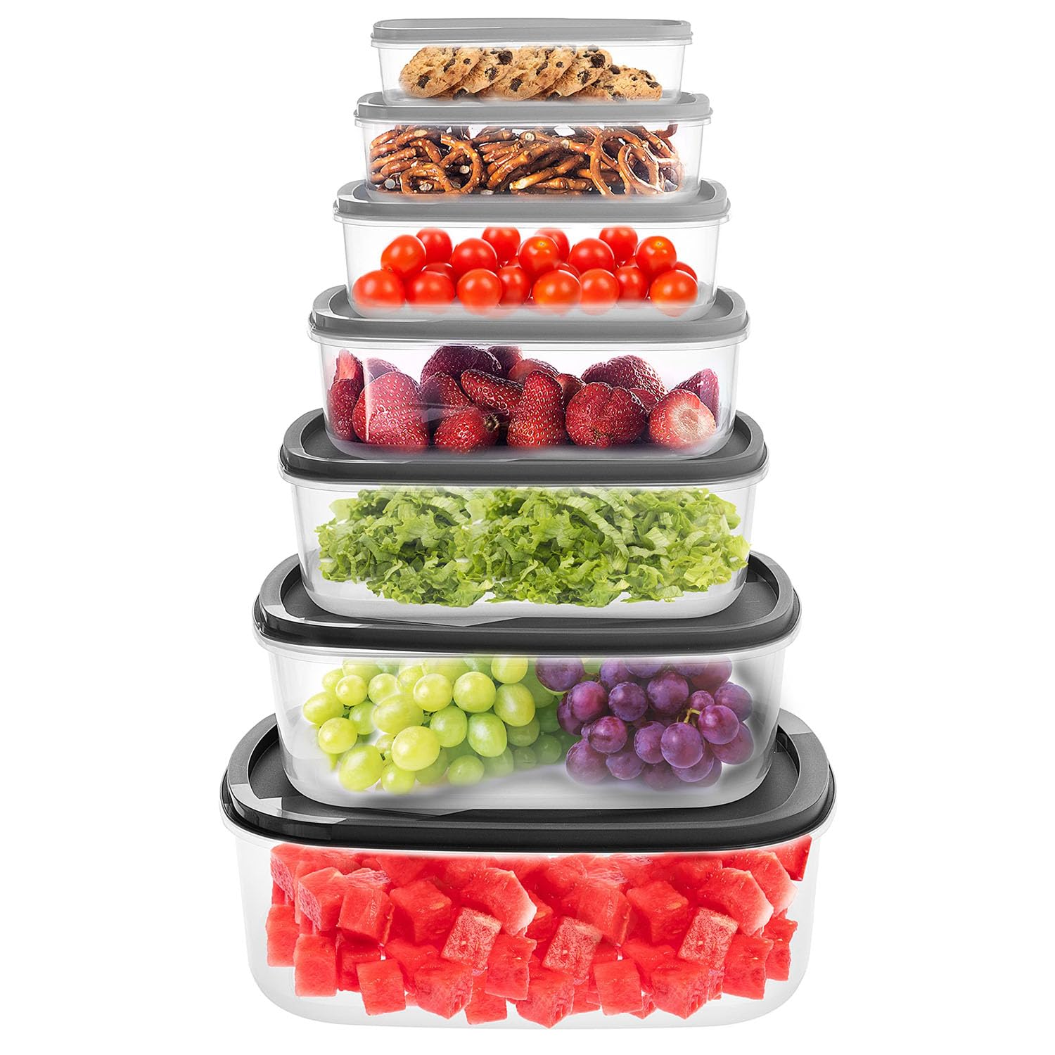 7pc Nesting Food Storage Containers Set With Airtight Lids BPA Free Kitchen