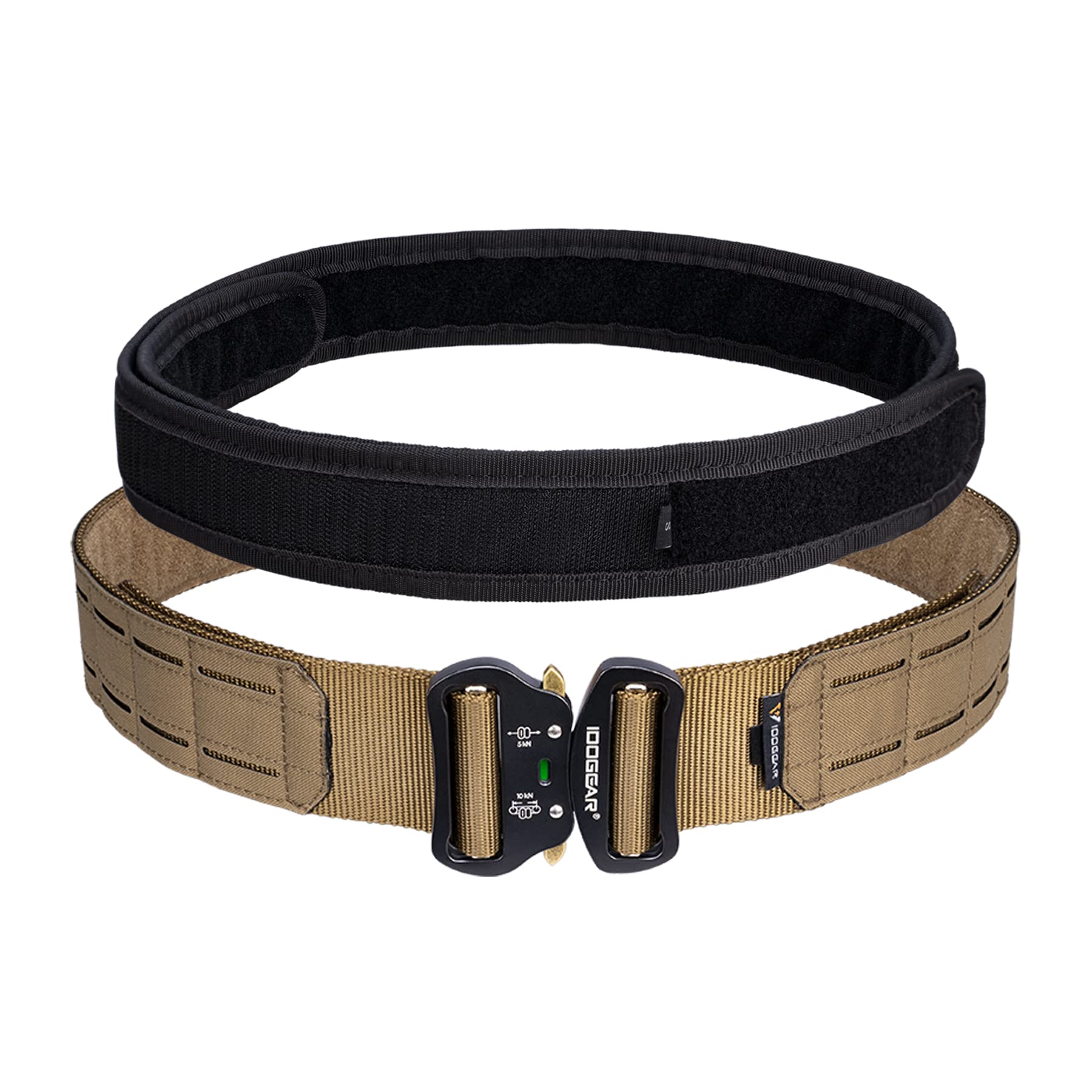 IDOGEAR2" Tactical MOLLE Belt with 1.75" Inner Belt Set Quick Release Metal Buckle Belt Heavy Duty Hook-and-Loop Laser-Cut Belts