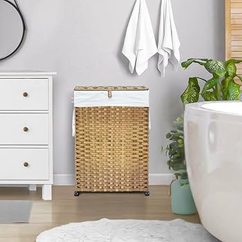 Amazon.com: 70L Slim Laundry Hamper with Lid & Wheels
