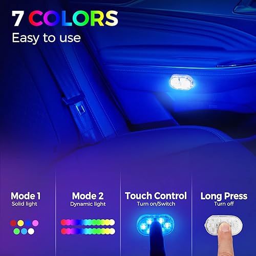 Miniatura 7 de Tuanse Luces LED inalámbricas para interior del automóvil, luces LED magnéticas para interior del automóvil, portátiles para decoración nocturna