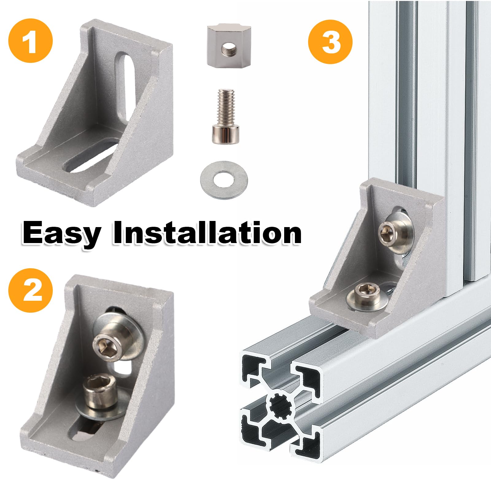 JMIATRY Lot de 24 Profile Aluminium 30 x 30mm, Equerre de Fixation, Profilés en Aluminium pour Corniere Raccord en Support Joint à Angle Droit Connecteur d'angle