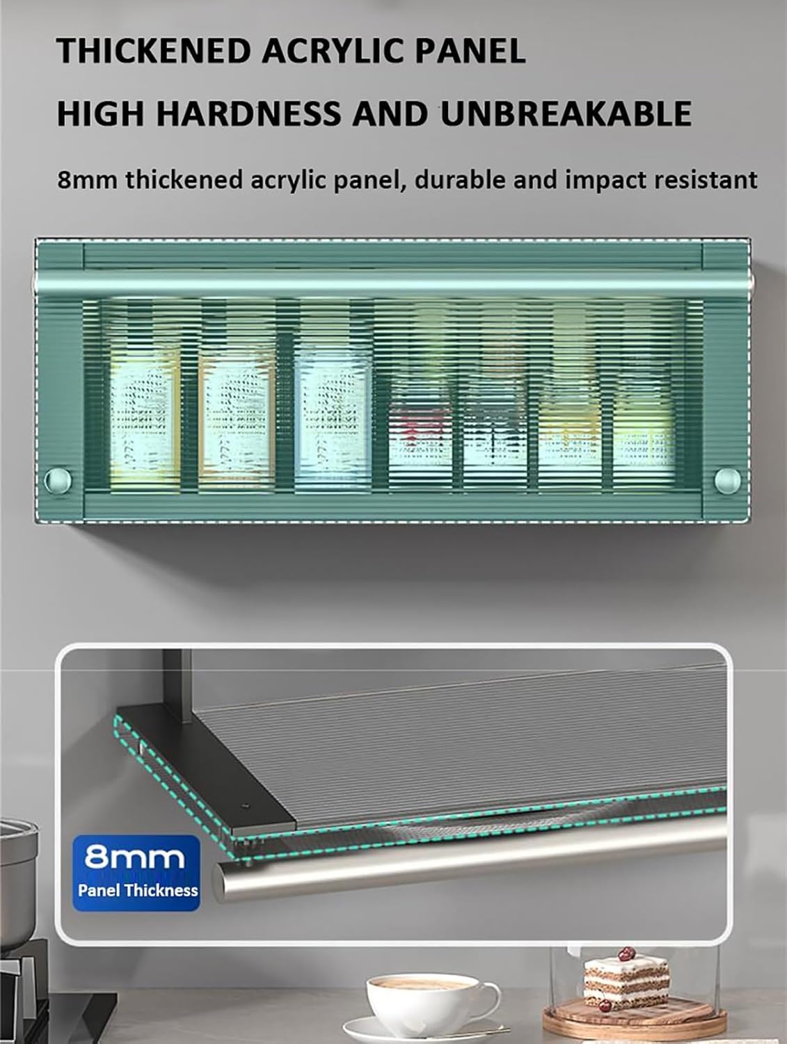 Gewürzregal, Klappwand-Schieberegal, Oberschrank, Ausziehbares Lagerregal, Herunterziehbarer Acrylglasschrank for Gewürzregal, Lagerregal(Style 2)
