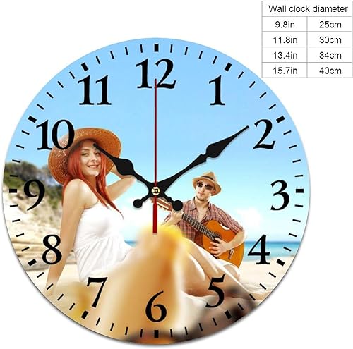 Miniatura 2 de Reloj de pared de madera, reloj de pared personalizado con foto, reloj de pared personalizado, silencioso, sin tictac, relojes de pared de diseño