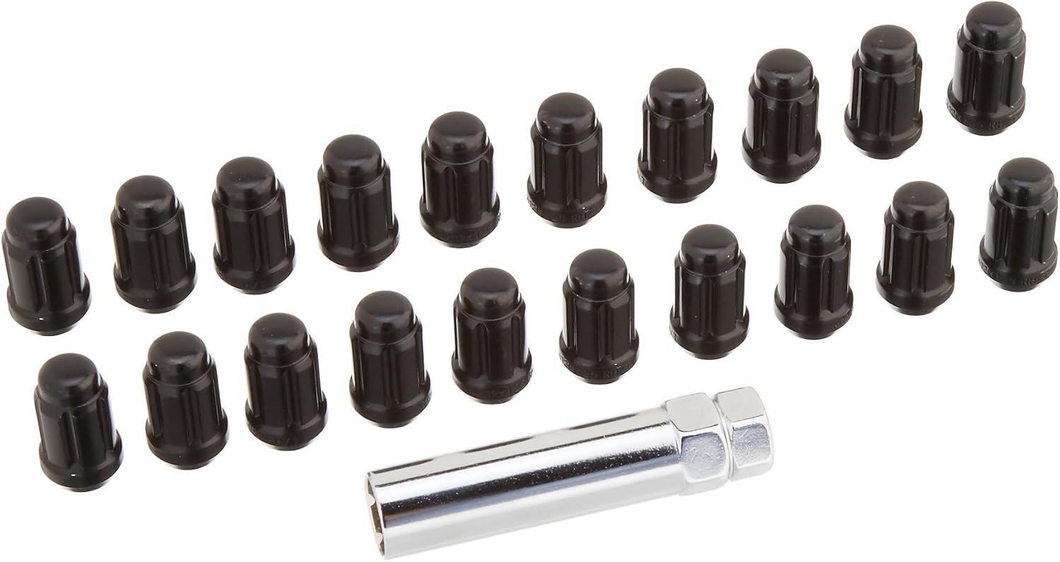 12X1.25 Bulge Acorn Spline Lug Nuts 1.38" 5 Lug Install Kit Black