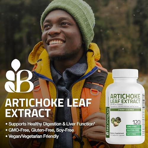 Miniatura 3 de Bronson Hoja de alcachofa extra fuerte apoya la digestión saludable función hepática saludable, sin OMG, 60 cápsulas vegetarianas