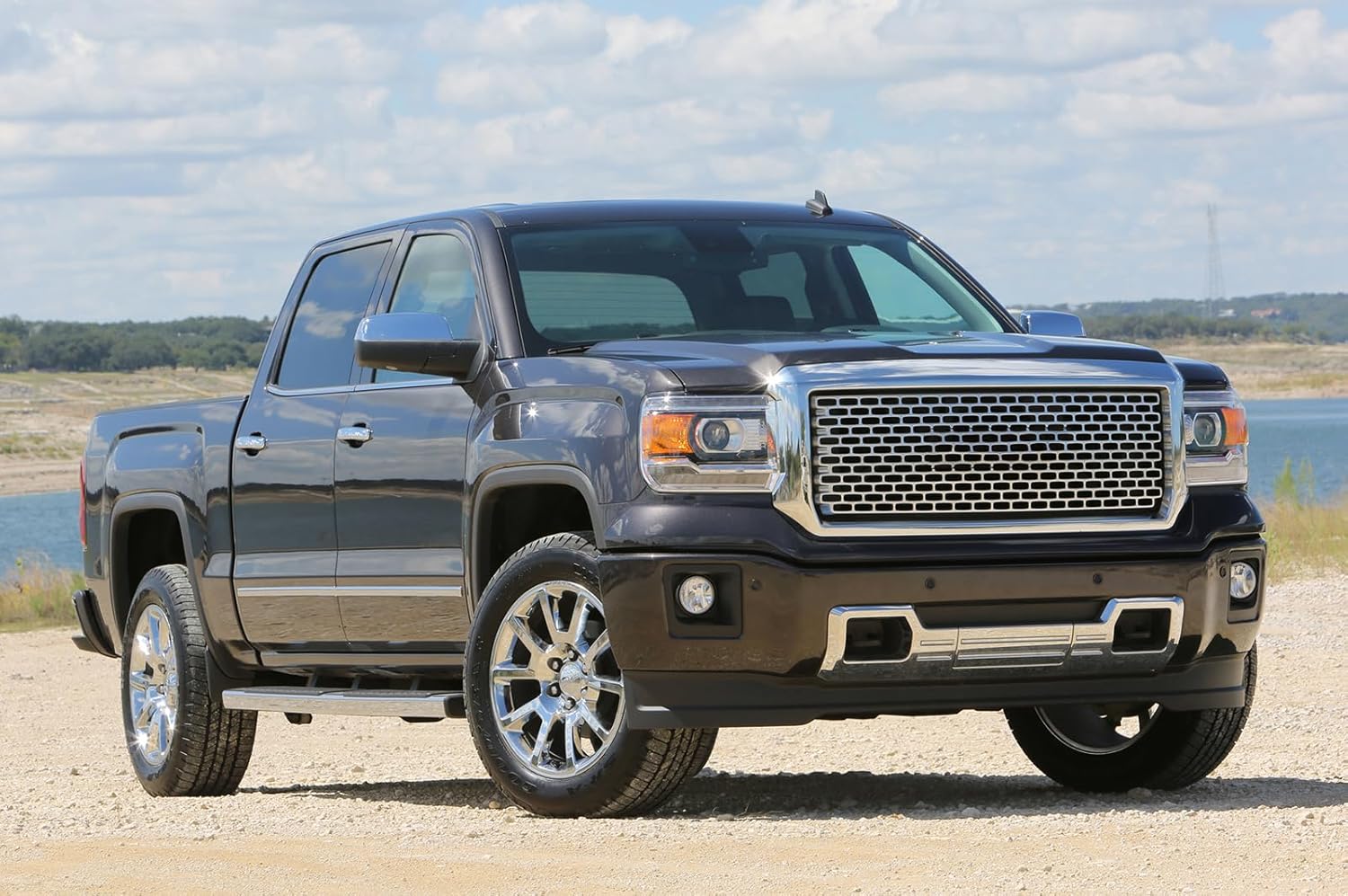 IKON MOTORSPORTS, Grille Compatible With 2014-2015 GMC Sierra 1500, Vertical Style ABS Plastic Chrome Front Grill