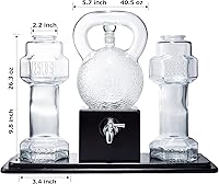 Vista 4 de Juego de dispensador de cerveza con pesas rusas y mancuernas, whisky y vino, decantador de 40 onzas y vasos de 26 onzas, gran regalo