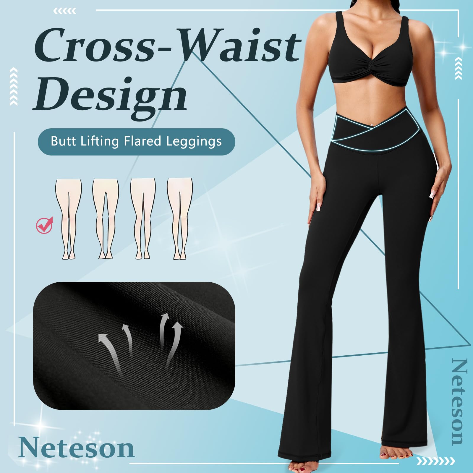 Pantalones Campana Mujer Cintura Alta Mallas Deportivas Push Up Pantalones de Yoga Pants Casual Mujer Elasticos Acampanados Flared Leggins Deportivos Danza Fitness