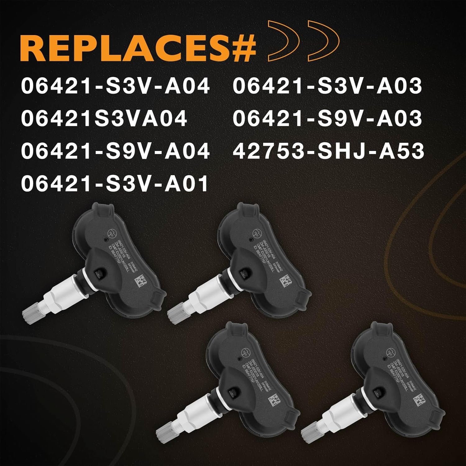 HQPASFY TPMS Sensor 315MHz Tire Pressure Sensor, Compatible with 2004-2014 Honda Pilot/Odyssey/Ridgeline, Acura MDX/RL/TL, Replaces# 06421-S3V-A04 (4PCS)