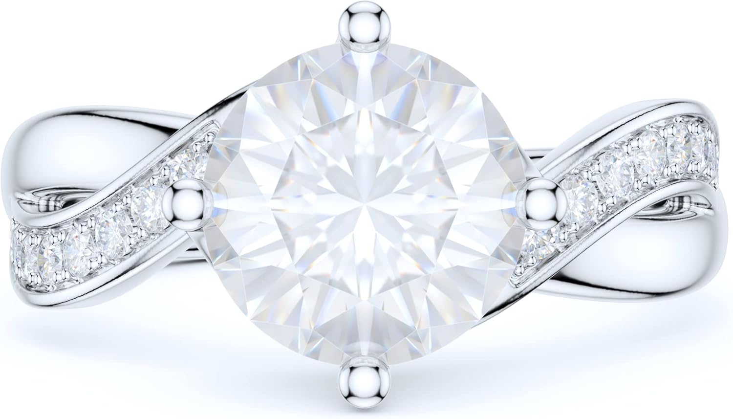 Sterling Silver Fancy Intersecting Infinity 2CT Simulated Round Cut Diamond or Moissanite Promise Engagement Ring