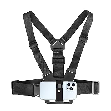 Adjustable Body Harness Chest Belt Strap with Mobile Clip N | Screw Converter for Go Pro | J Mount Mount Accessory Compatible with Go Pro Hero Sjcam Yi and Other Action Camera