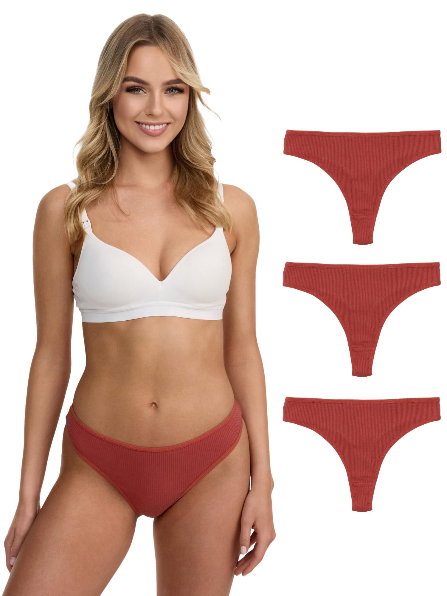 Tazzio Damen String (3er-Pack) Tanga, RIPP-Struktur, Etikettfrei F933
