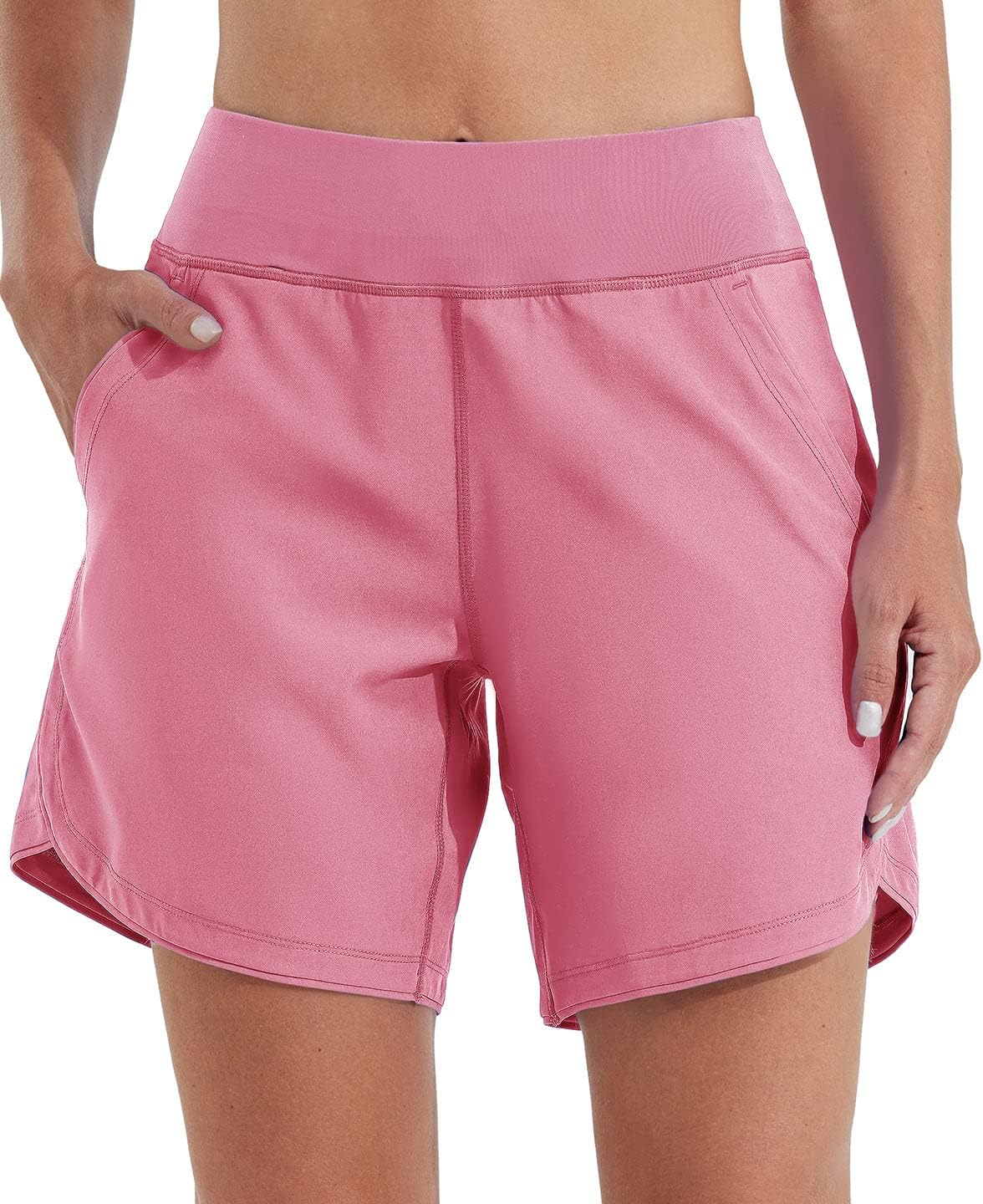 WILLIT Badeshorts Damen Badehose Schwimmen Boardshorts Schnelltrocknend Sommer Bikini Shorts High Waist Trunks UPF50+ UVA Schutz 7" mit Liner Taschen