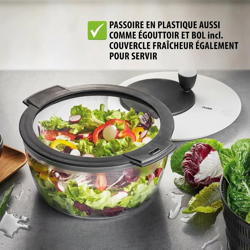 GEFU Essoreuse à Salade ROTARE + Couvercle fraîcheur