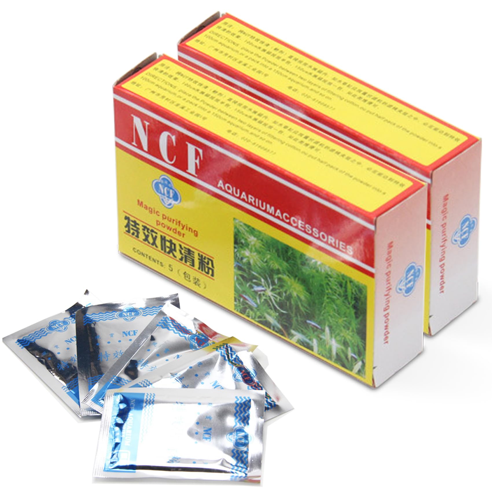 NCF Aquarium Purifying Powder - NCF Magic Purifying Powder for Aquarium, Safe & Effective (10 Pcs/2 Boxes)