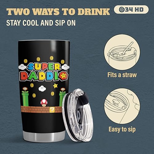 Miniatura 4 de 34HD Regalos para papá, vaso con tapa de acero inoxidable, taza de café de viaje para papá, taza para beber para papá, regalos del día del padre