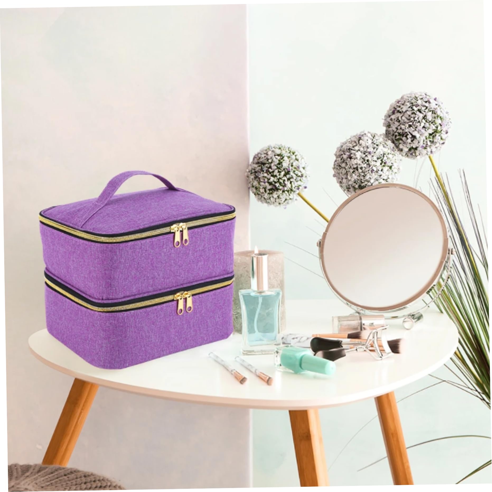PACMAXI Opbergtas voor naaiaccessoires, breien, knutselgereedschap en accessoires organizer, ruime draagtas voor naaigereedschap en accessoires (bloem met beige achtergrond PACMAXI Opbergtas voor naaiaccessoires, breien, knutselgereedschap en accessoires organizer, ruime draagtas voor naaigereedschap en accessoires (bloem met beige achtergrond