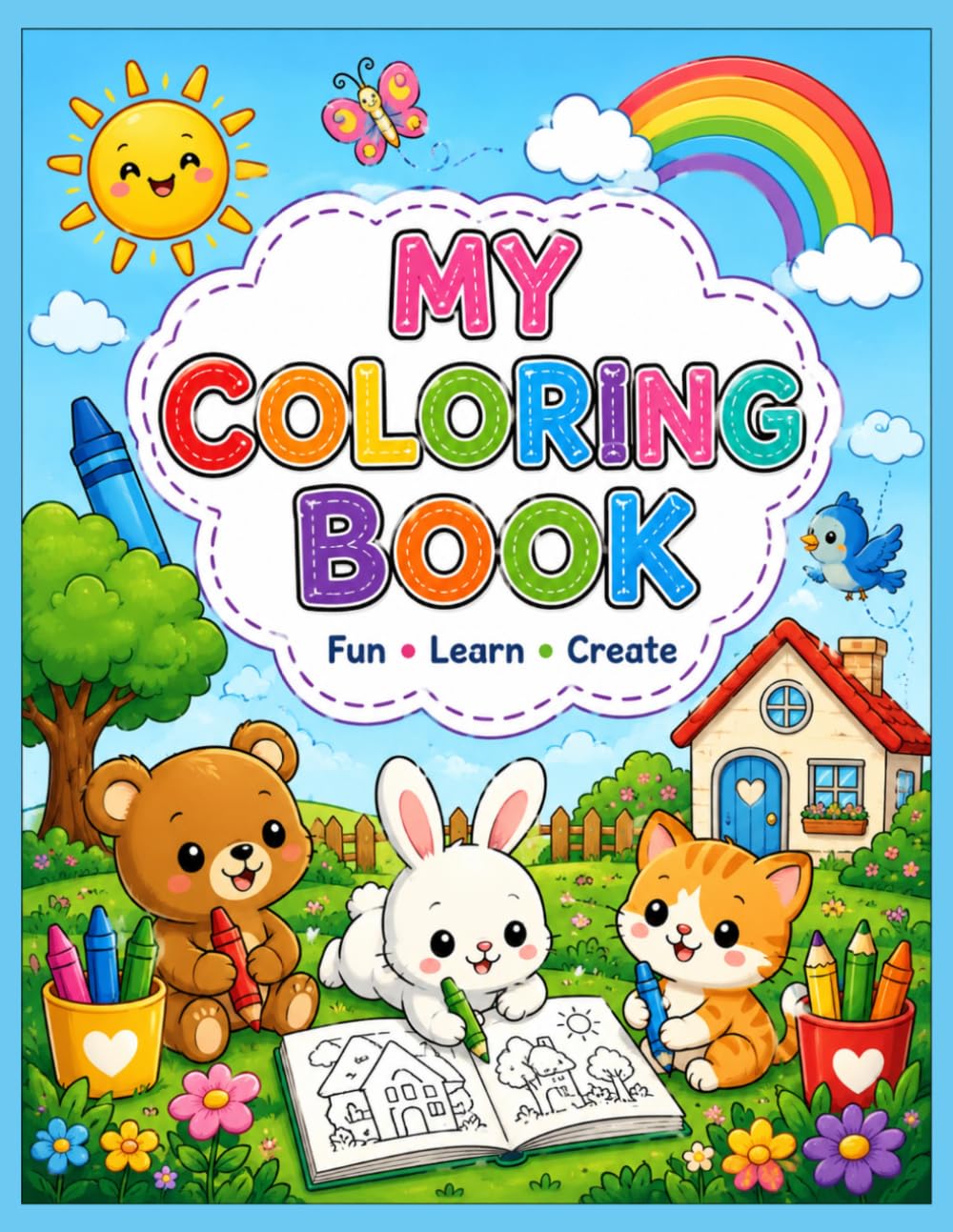 Nature Garden & Forest Coloring Book For Kids: 40+ Cute and Easy Coloring Pages Filled with Animals, Flowers, Forests, Gardens & Magical Nature Scenes