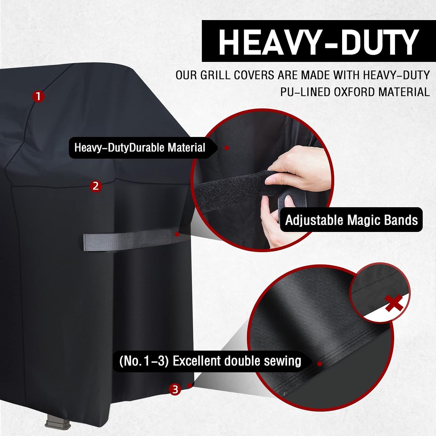 Comnova Grill Cover 58 Inch - BBQ Grill Cover for Weber 7130 Genesis II, Gas Grill Heavy Duty & Waterproof, Outdoor Barbecue Cover for Weber, Monument, Brinkmann, Dyna-glo and Nexgrill