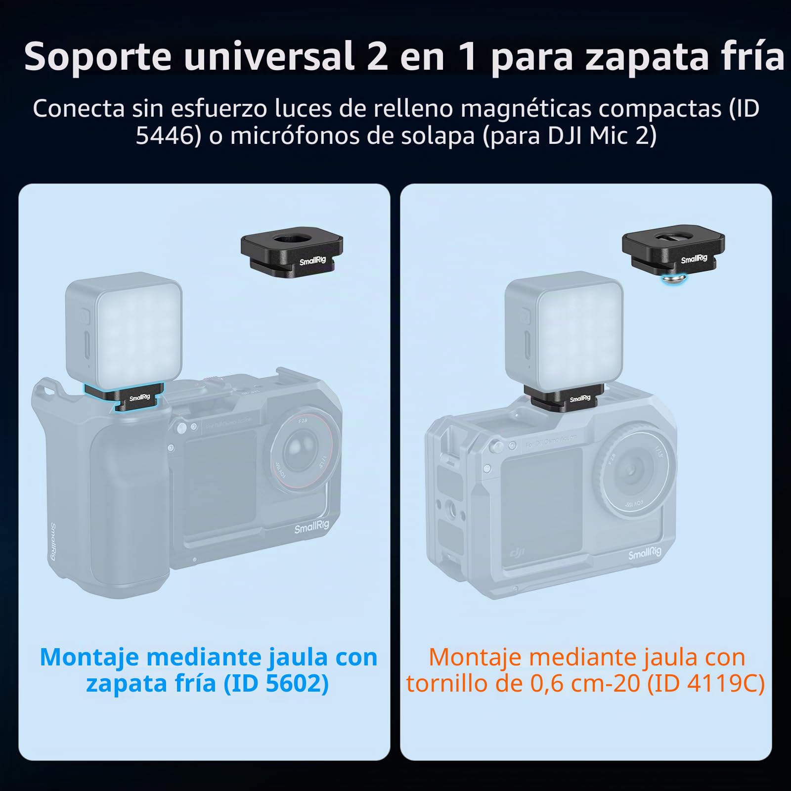 SMALLRIG Kit de Placas de Montaje Magnético con Zapatas Frías (4pcs), con Tornillos 1/4"-20 y Llave, Magnets N52 para Jaulas, Flash, Monitores, Micrófonos, para dji Mic 2-5472