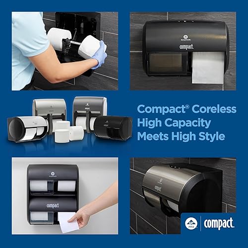 Miniatura 10 de Compacto Georgia-Pacific - Despachador de papel higiénico de doble rollo, puerta doble, Acabado inoxidable, 1