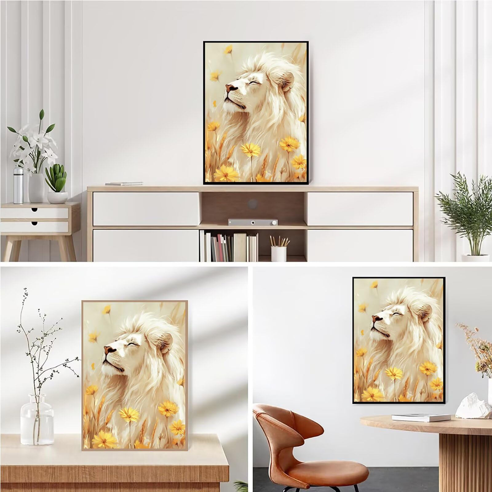 Diamond Painting Kit Completo, Diamond Painting Leone, 5D Quadrato Pittura Diamante Kit Manualidades Adultos DIY Diamantini Crystal Art Disegni Ricamo Punto Croce Artigianale, 90x120cm Fiori j0-765