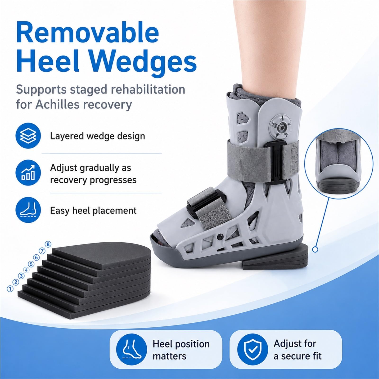 Bota Ortopédica Walker para Esguince de Tobillo y Fracturas con Doble Airbag Ajustable Bota Caminadora Ligera para Recuperación de Tendón de Aquiles Hombre Mujer(L)
