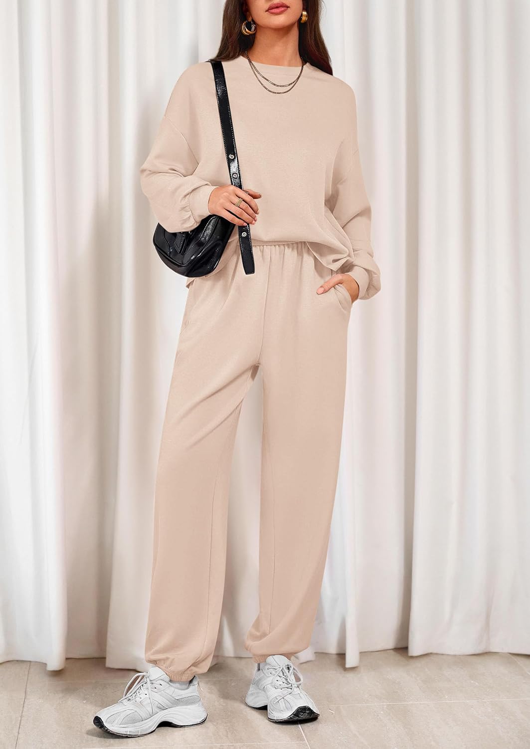 PRETTYGARDEN Women's Two Piece Lounge Sets 2025 Fall Airport Outfits Long Sleeve Pullover Tops Sweatpants Matching Clothing - Image 3