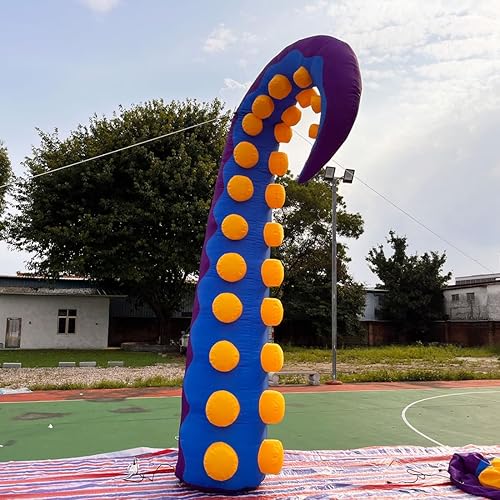 Miniatura 5 de Tentáculo gigante de pulpo inflable de 14.5 pies, pierna de brazo de pulpo con soplador para Halloween, eventos al aire libre, actividades de