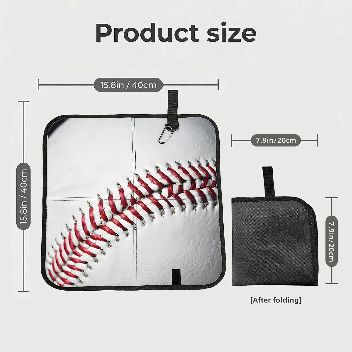 (Baseball Lace Close Up) Sitting Pad Foldable Seat Cushion Lightweight Camping Seat Mat with Hook for Outdoor Hiking Picnic Camping