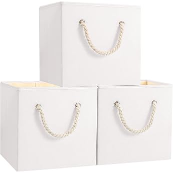 Yawinhe Fabric Storage Box for Clothes White 33 x 33 x 33 cm Pack of 3