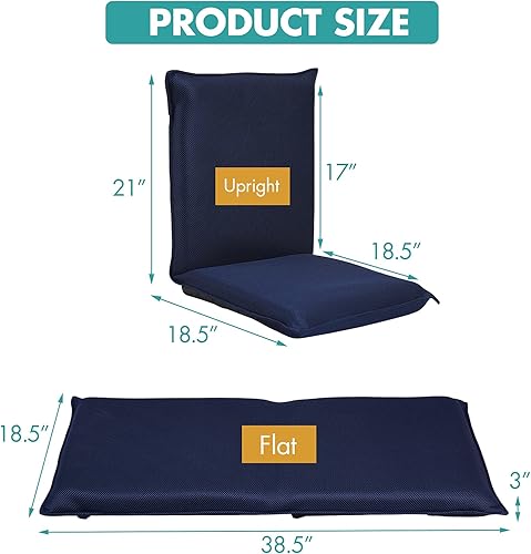 Miniatura 3 de GOFLAME Silla de suelo ajustable, sofá plegable acolchado de 6 posiciones, soporte de respaldo acolchado, sofá perezoso para leer juegos de